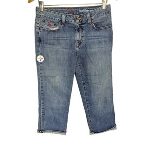 NFL touchdown crop Pittsburgh Steelers woman's cropped denim jeans size 8